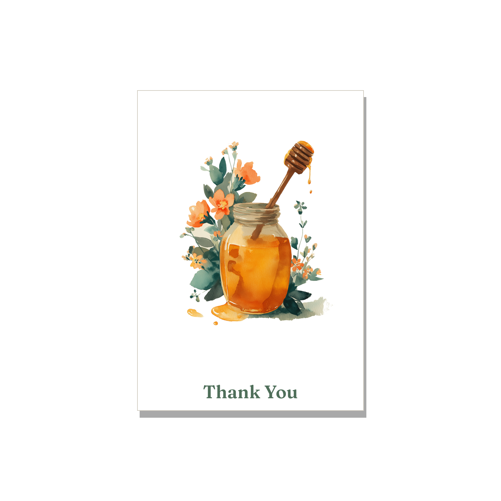 Thank You greeting card - Honey Jar in Watercolor, blank inside