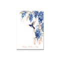 Mother's Day greeting card - Hummingbird and Wisteria in Botanical, blank inside