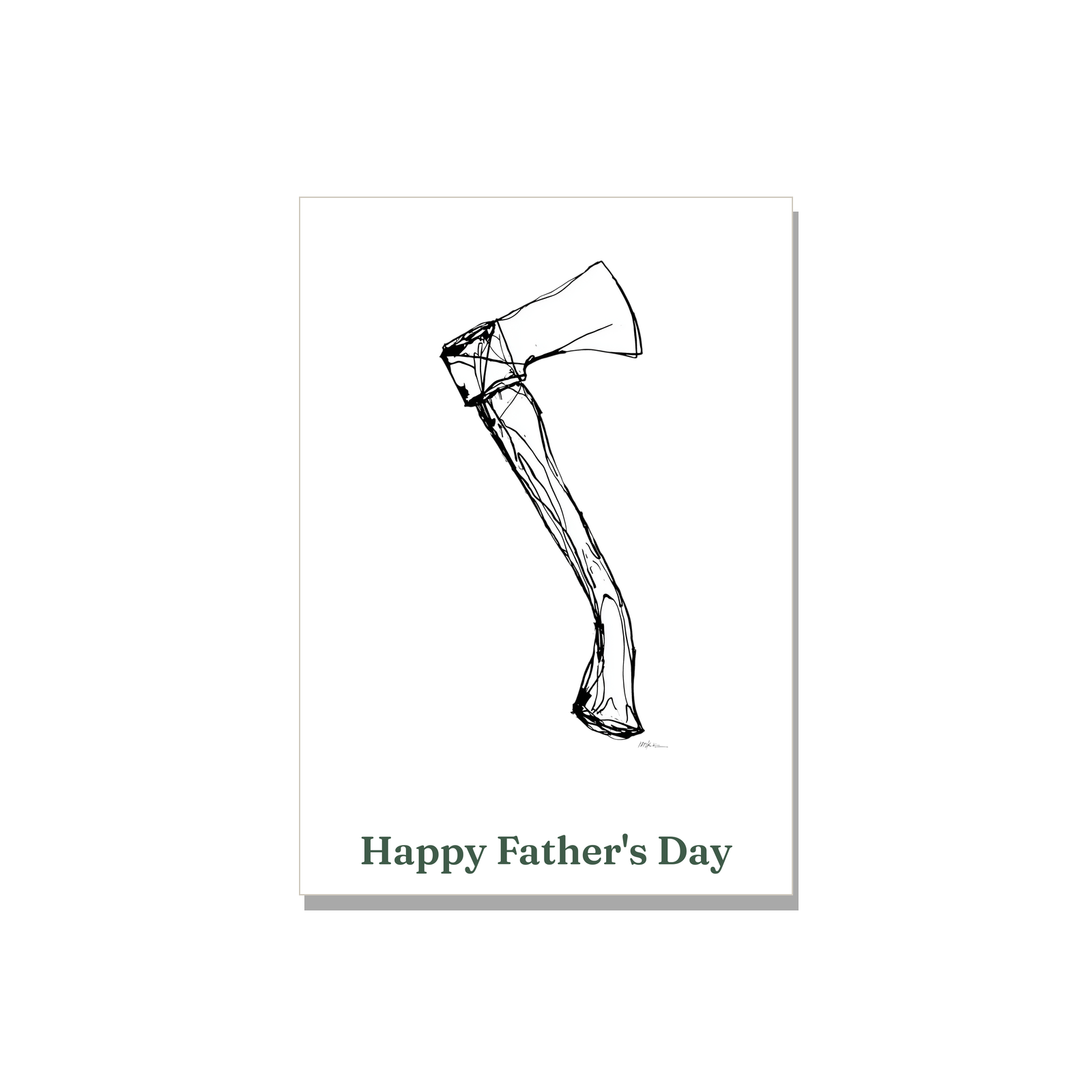 Father's Day greeting card - Ink Axe in Ink Line Art, blank inside