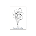 Birthday greeting card - Ink Balloons in Ink Line Art, blank inside