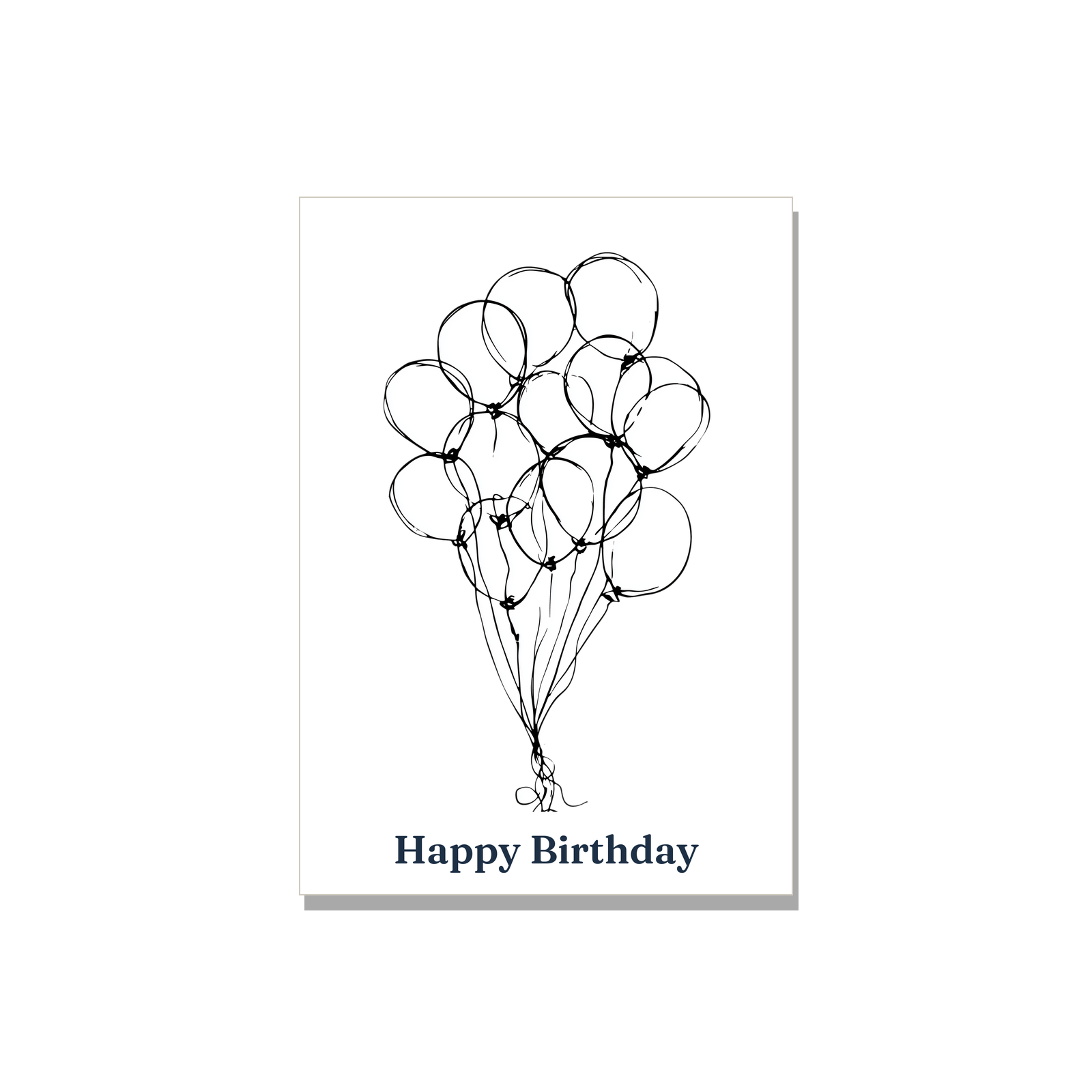 Birthday greeting card - Ink Balloons in Ink Line Art, blank inside