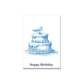 Birthday greeting card - Ink Bird Cake in Ink Line Art, blank inside