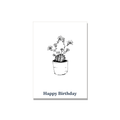 Birthday greeting card - Ink Cactus in Ink Line Art, blank inside