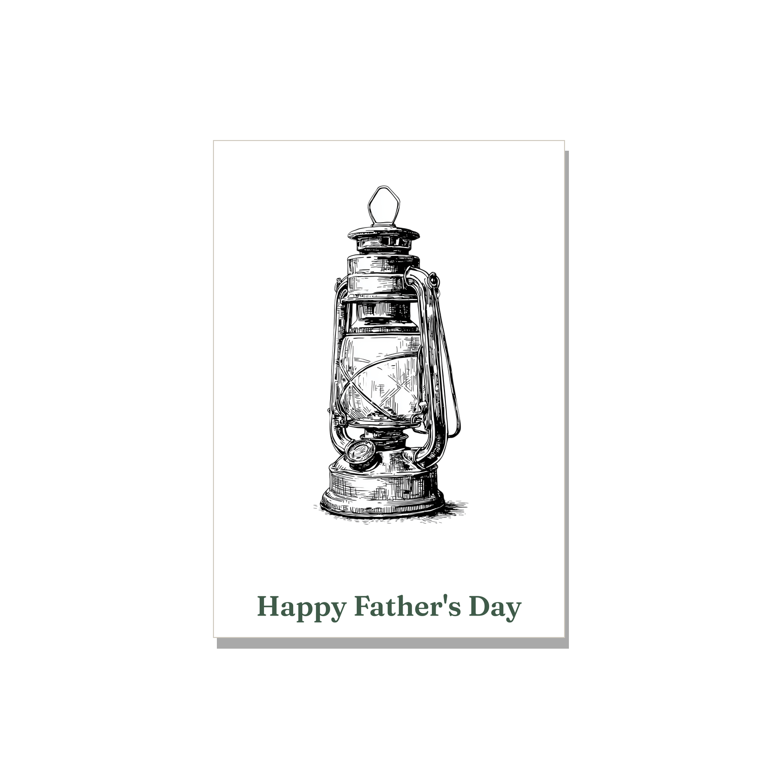 Father's Day greeting card - Ink Camping Lantern in Ink Line Art, blank inside