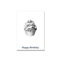 Birthday greeting card - Ink Cupcake in Ink Line Art, blank inside