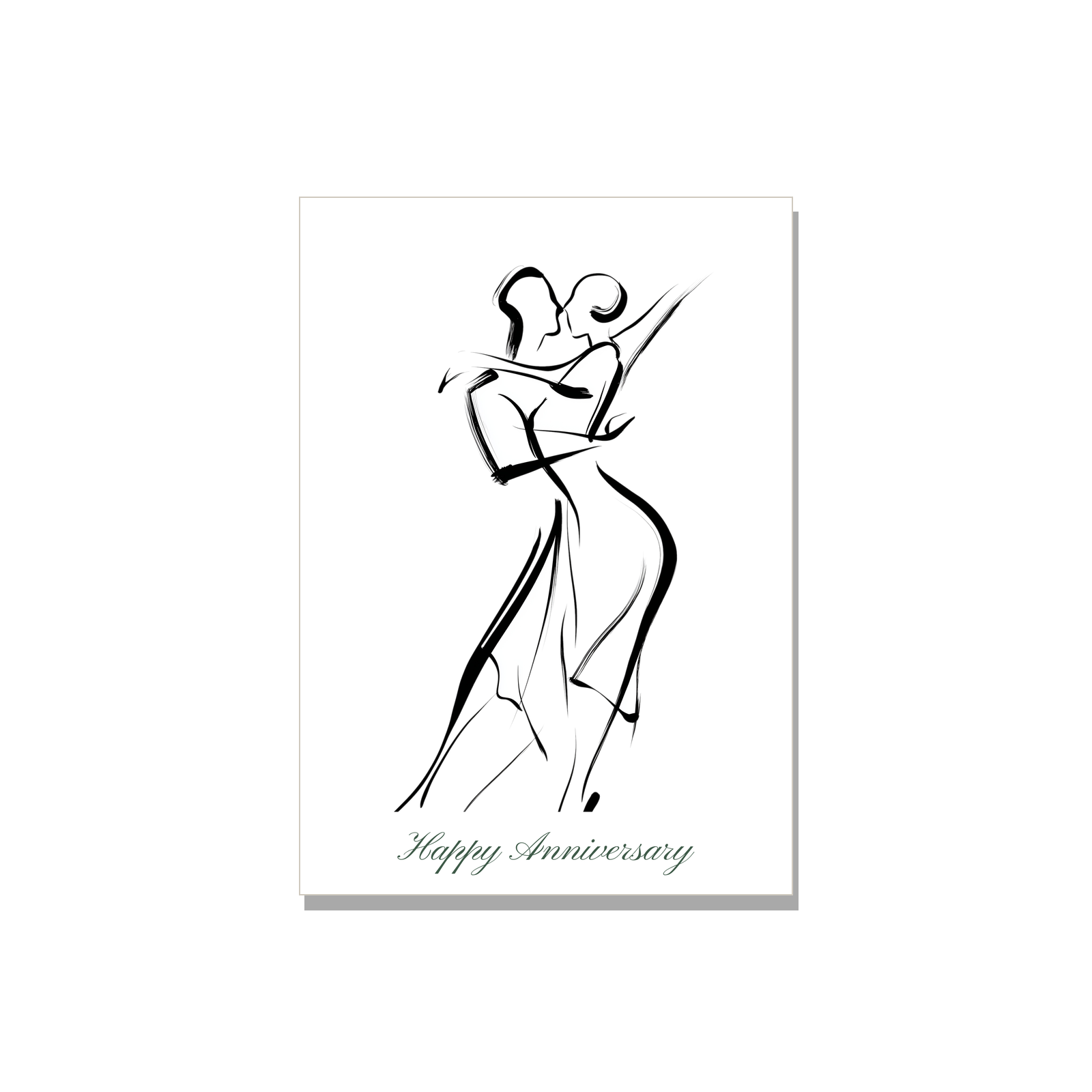 Anniversary greeting card - Ink Dancers in Ink Line Art, blank inside