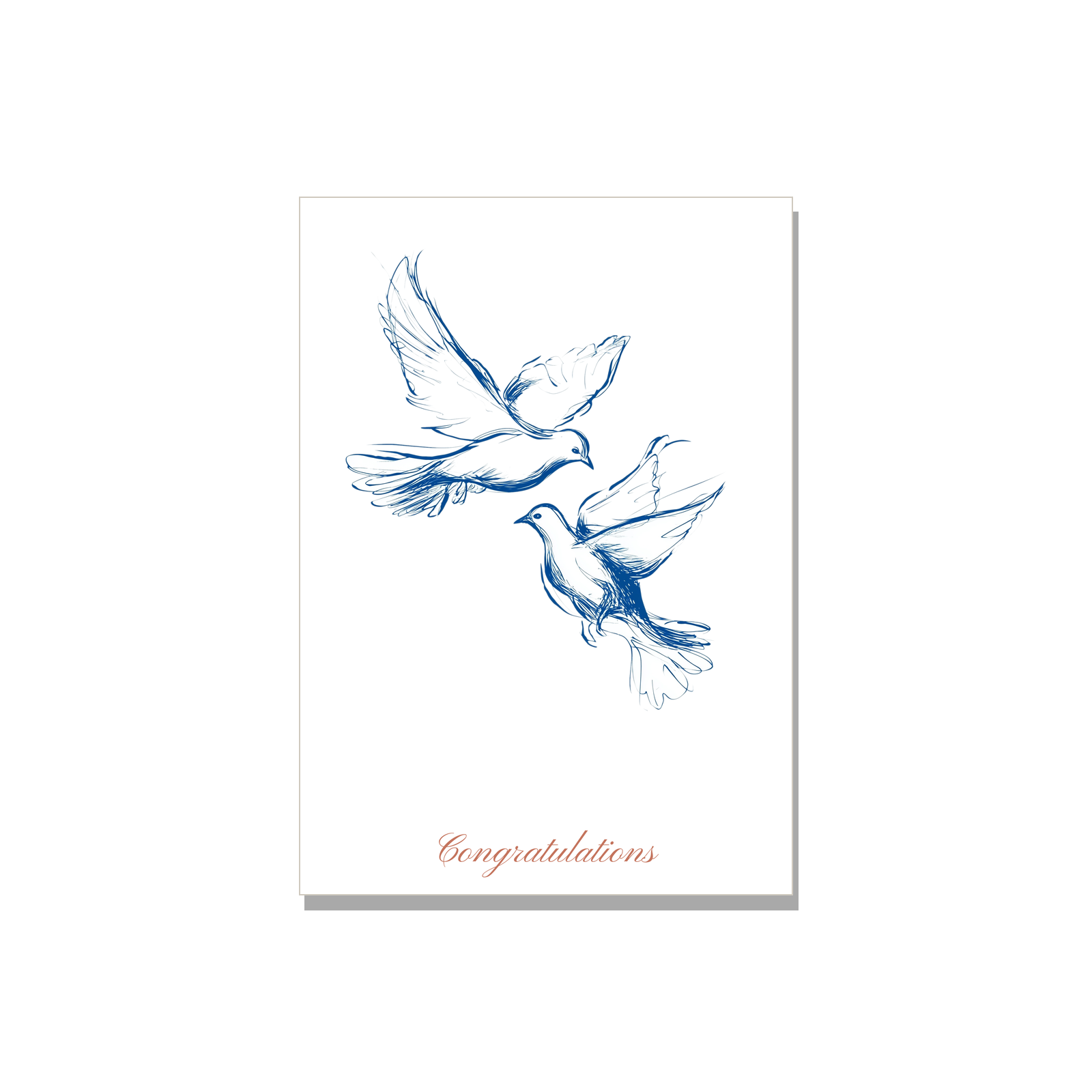 Wedding greeting card - Ink Doves in Ink Line Art, blank inside
