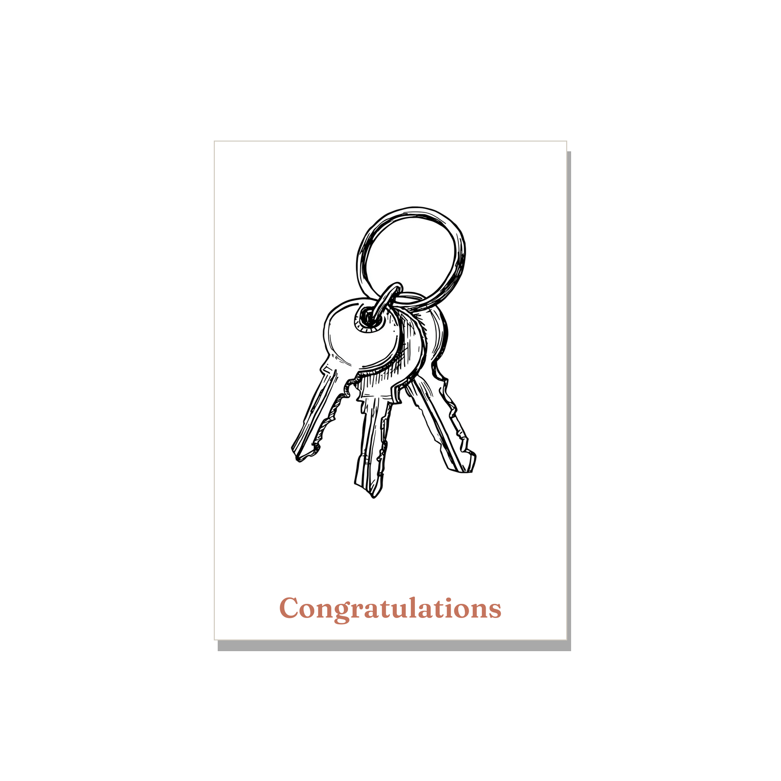 Congratulations greeting card - Ink Keys in Ink Line Art, blank inside