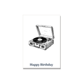 Birthday greeting card - Ink Record Player in Ink Line Art, blank inside