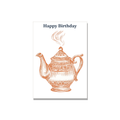 Birthday greeting card - Ink Teapot in Ink Line Art, blank inside
