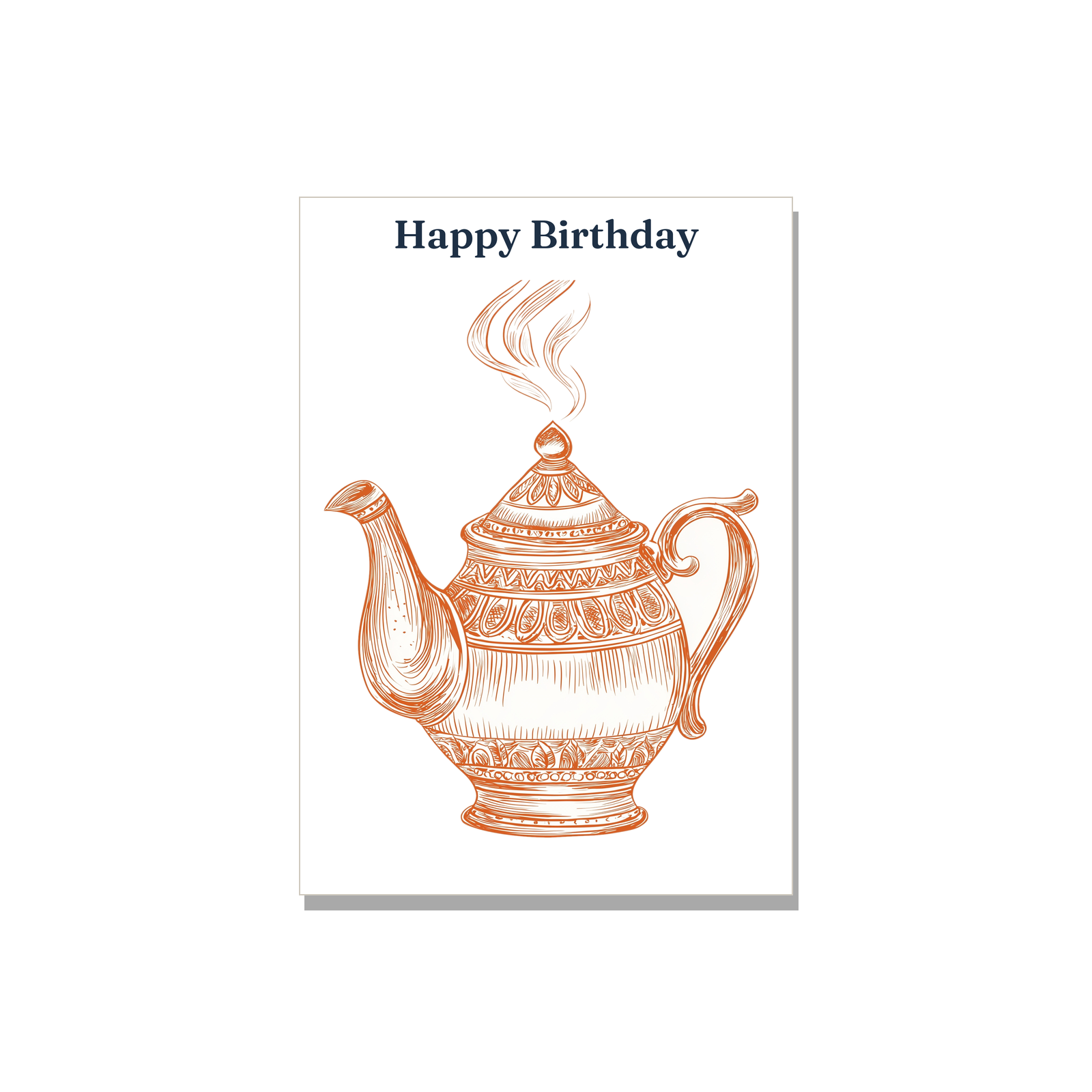 Birthday greeting card - Ink Teapot in Ink Line Art, blank inside