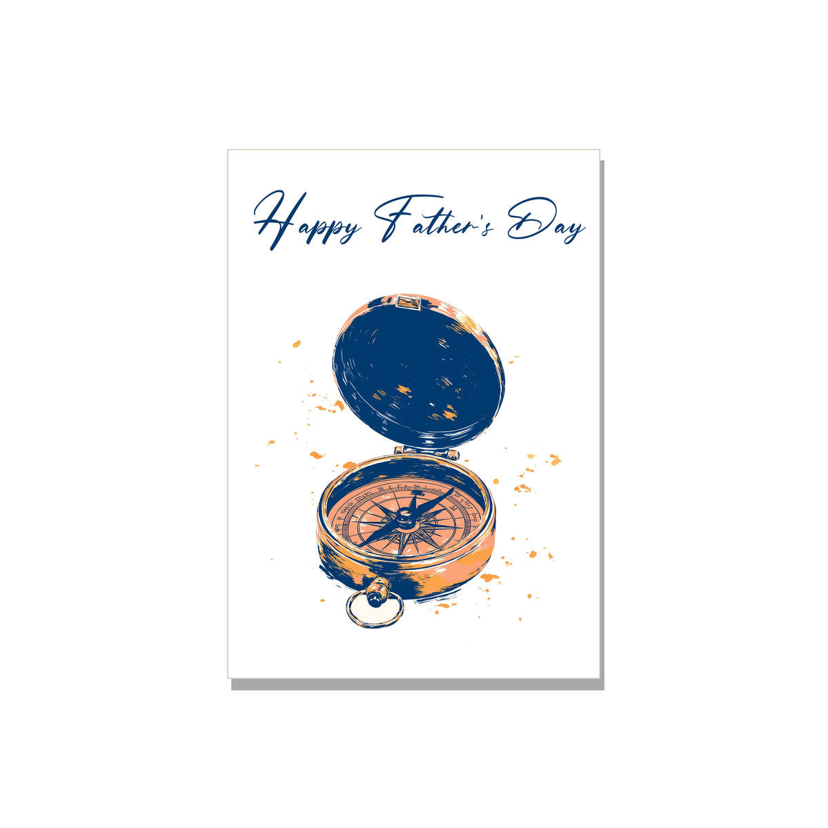 Compass Father's Day Card in Gouache