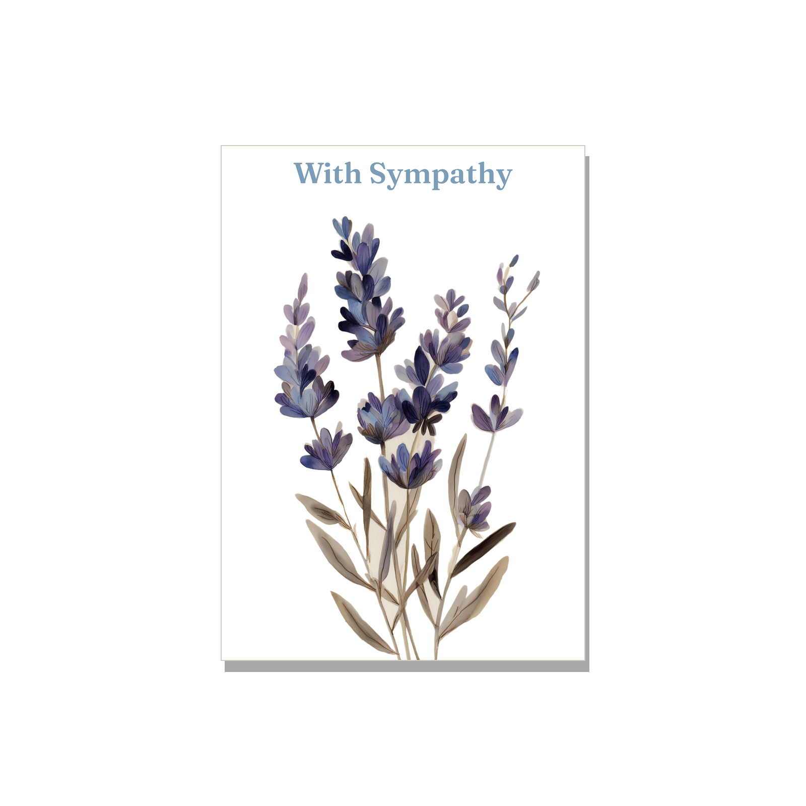 Sympathy greeting card - Lavender Sprigs in Watercolor, blank inside