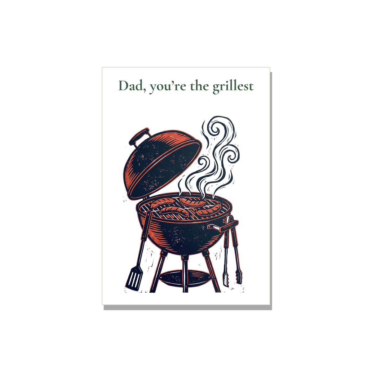 Father's Day greeting card - Charcoal Grill in Linocut, blank inside
