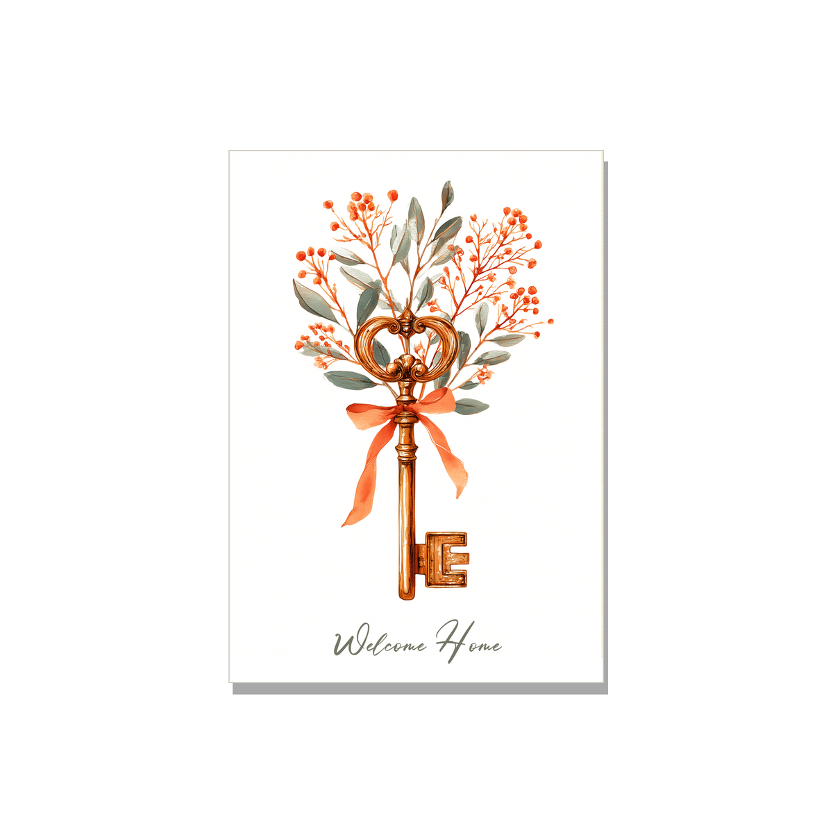 Vintage Key Congratulations Card in Watercolor
