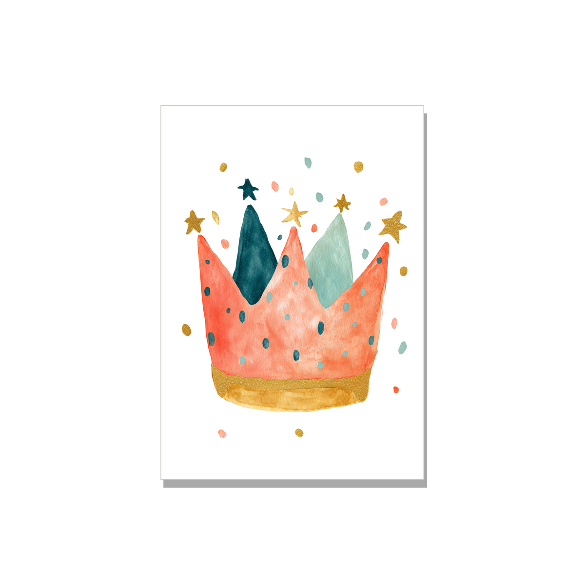 Birthday greeting card - Party Crown in Watercolor, no front text