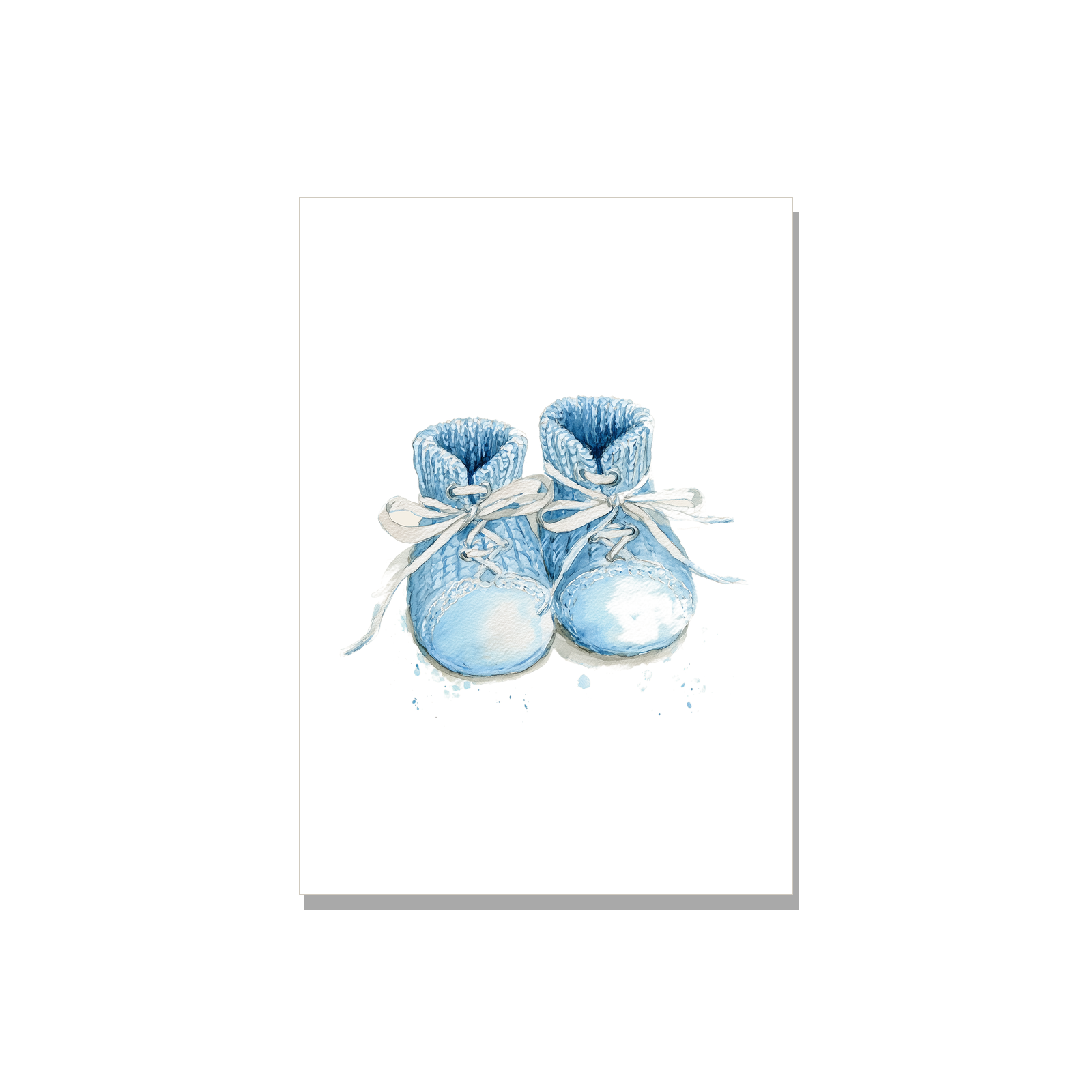 Baby greeting card - Pink Booties in Watercolor, blank inside