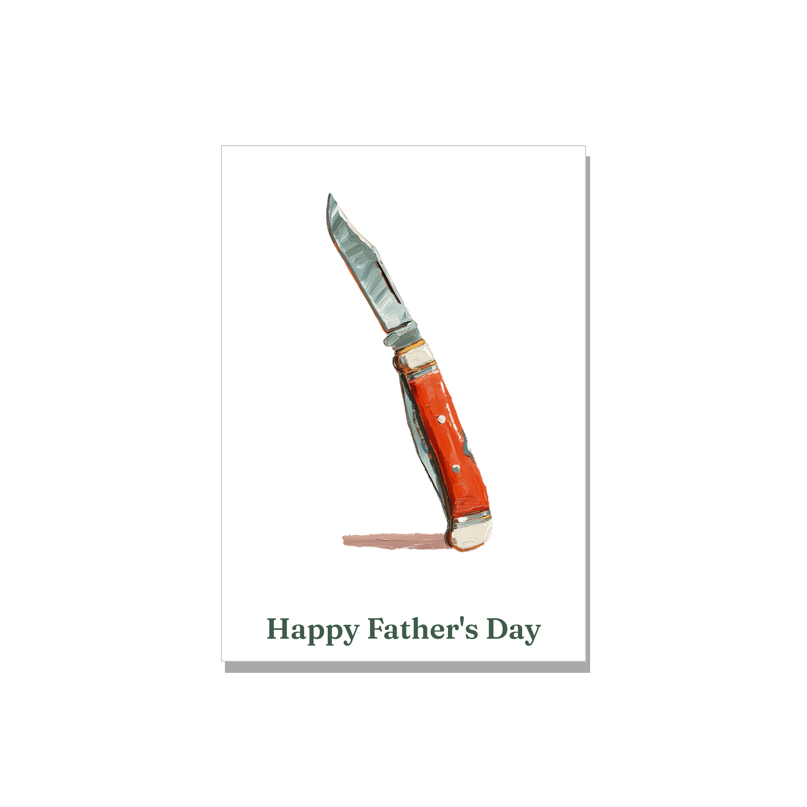 Father's Day greeting card - Pocket Knife in Gouache, blank inside