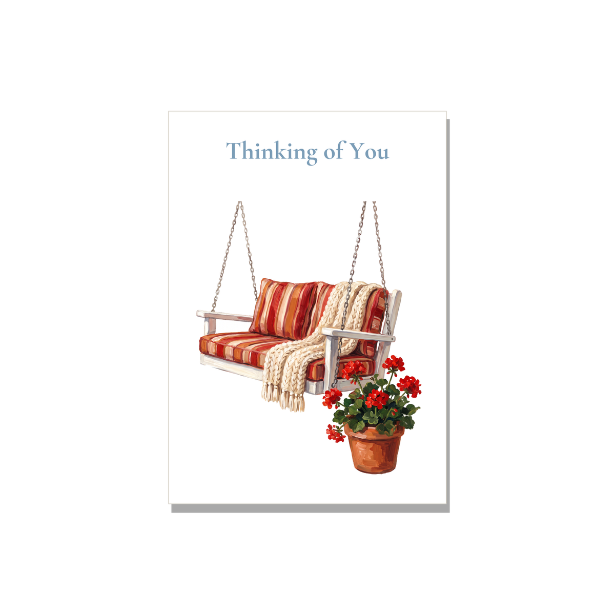 Thinking of You greeting card - Porch Swing in Gouache, blank inside
