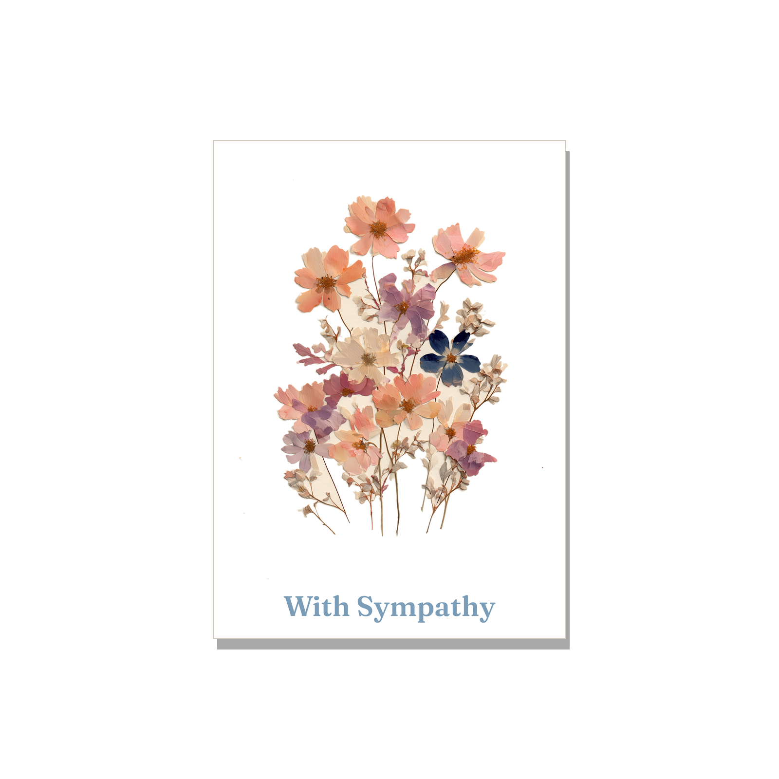 Sympathy greeting card - Pressed Flowers in Watercolor, blank inside
