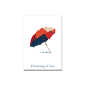 Thinking of You greeting card - Red Umbrella in Gouache, blank inside