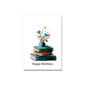 Birthday greeting card - Stacked Books in Gouache, blank inside