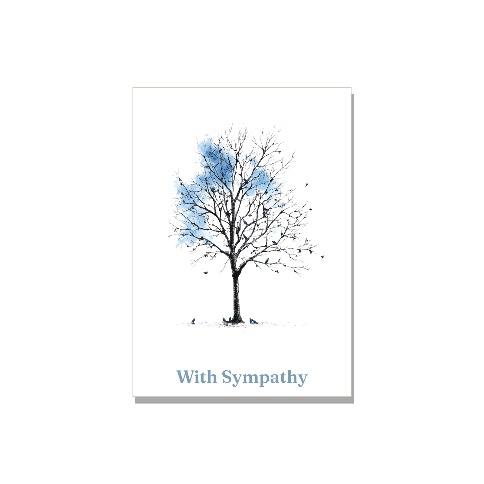 Sympathy greeting card - Standing Tree in Ink Line Art, blank inside