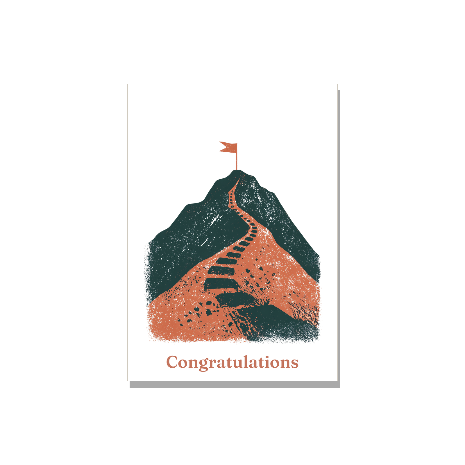 Congratulations greeting card - Summit Flag in Linocut, blank inside