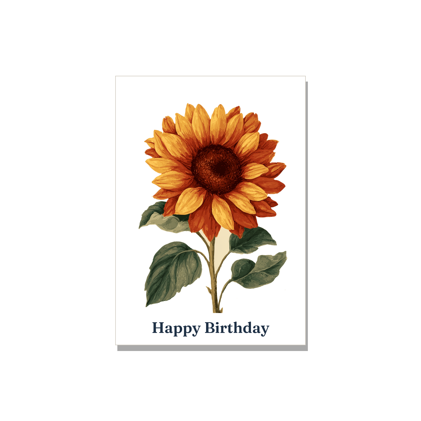 Birthday greeting card - Sunflower in Watercolor, blank inside
