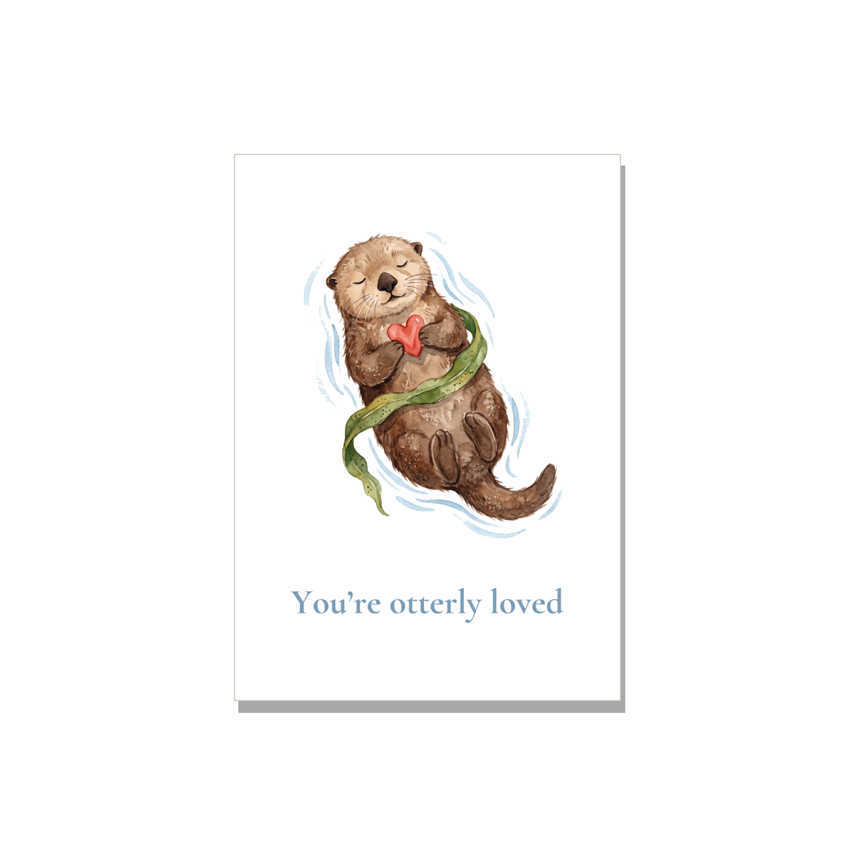 Thinking of You greeting card - Sea Otter in Watercolor, blank inside