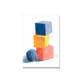 Baby greeting card - Toy Blocks in Gouache, blank inside