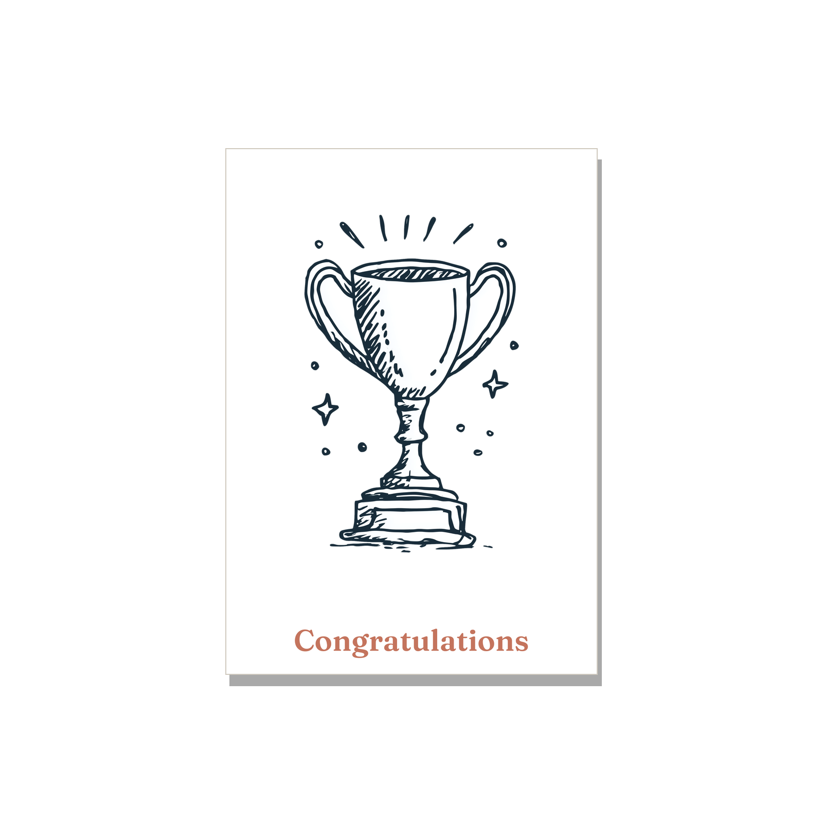Congratulations greeting card - Trophy in Ink Line Art, blank inside