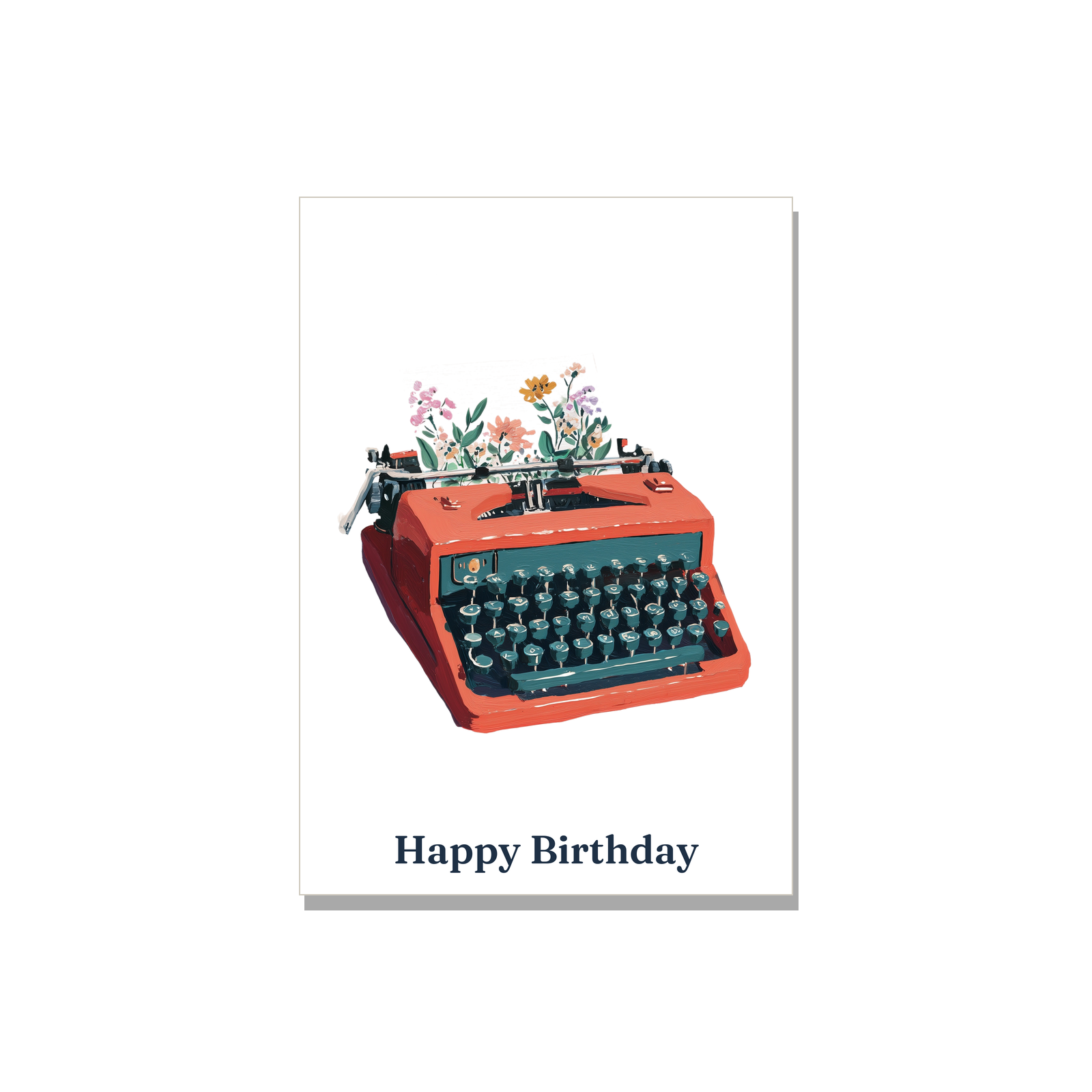 Birthday greeting card - Vintage Typewriter in Gouache, blank inside