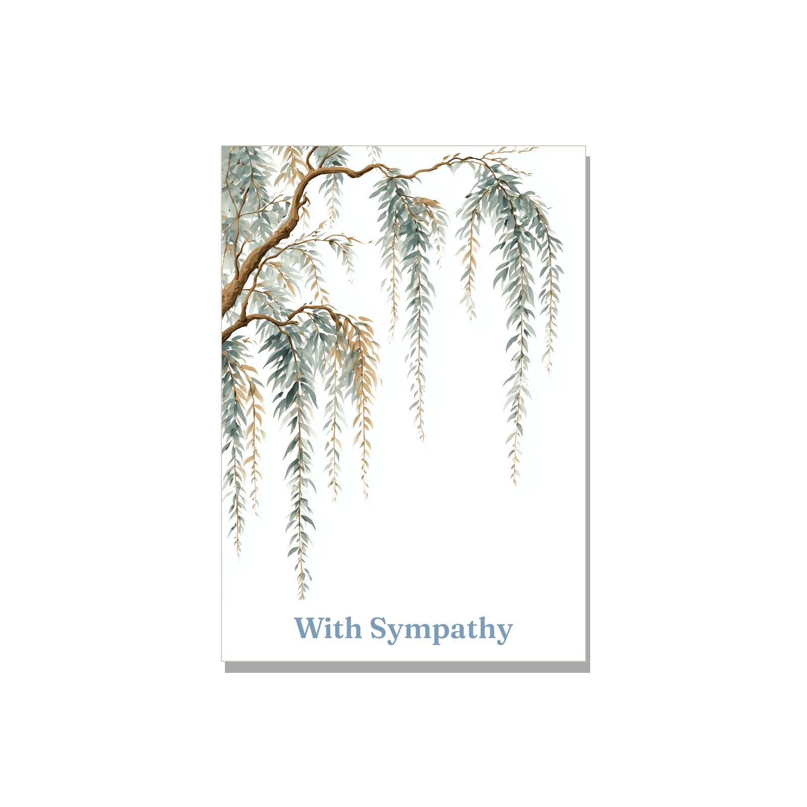 Sympathy greeting card - Weeping Willow in Botanical, blank inside