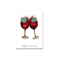Anniversary greeting card - Wine Glasses in Gouache, blank inside