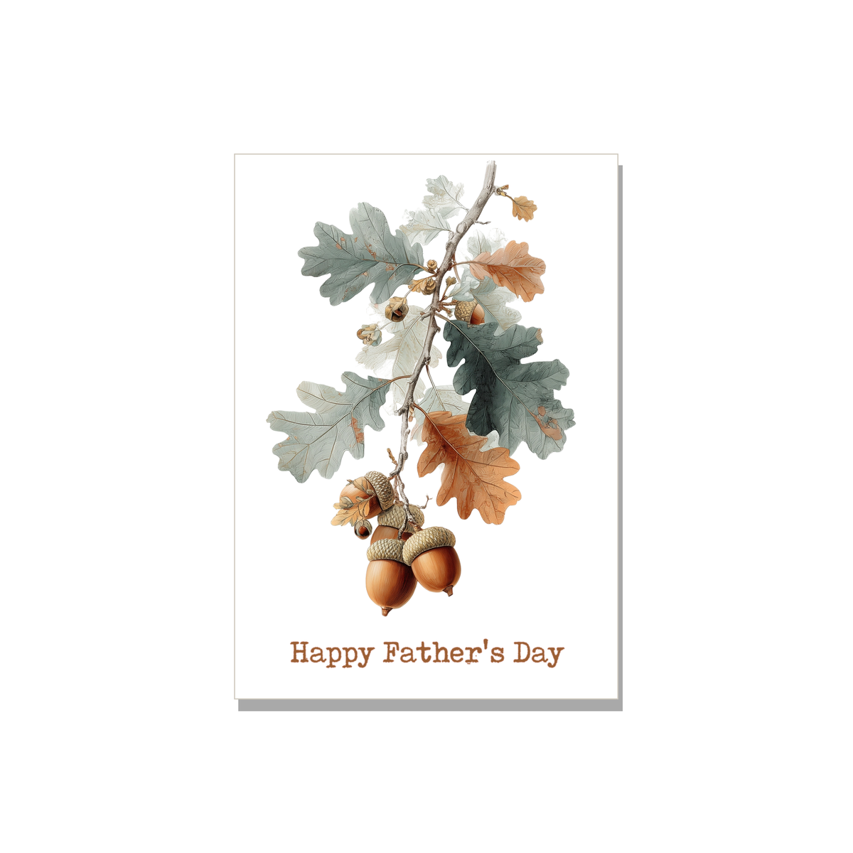 Oak Branch Father's Day Card in Botanical illustration