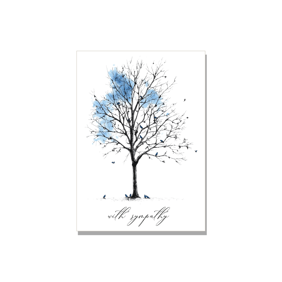 Standing Tree Sympathy Card in Ink Line Art